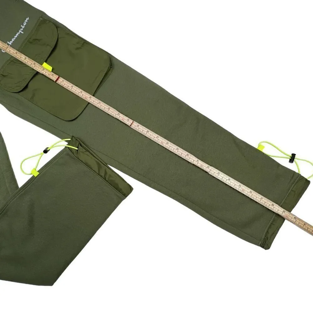 New Champion Men US XS Olive Fleece Pants Patch Pockets Sport Warm Joggers - Picture 11 of 13